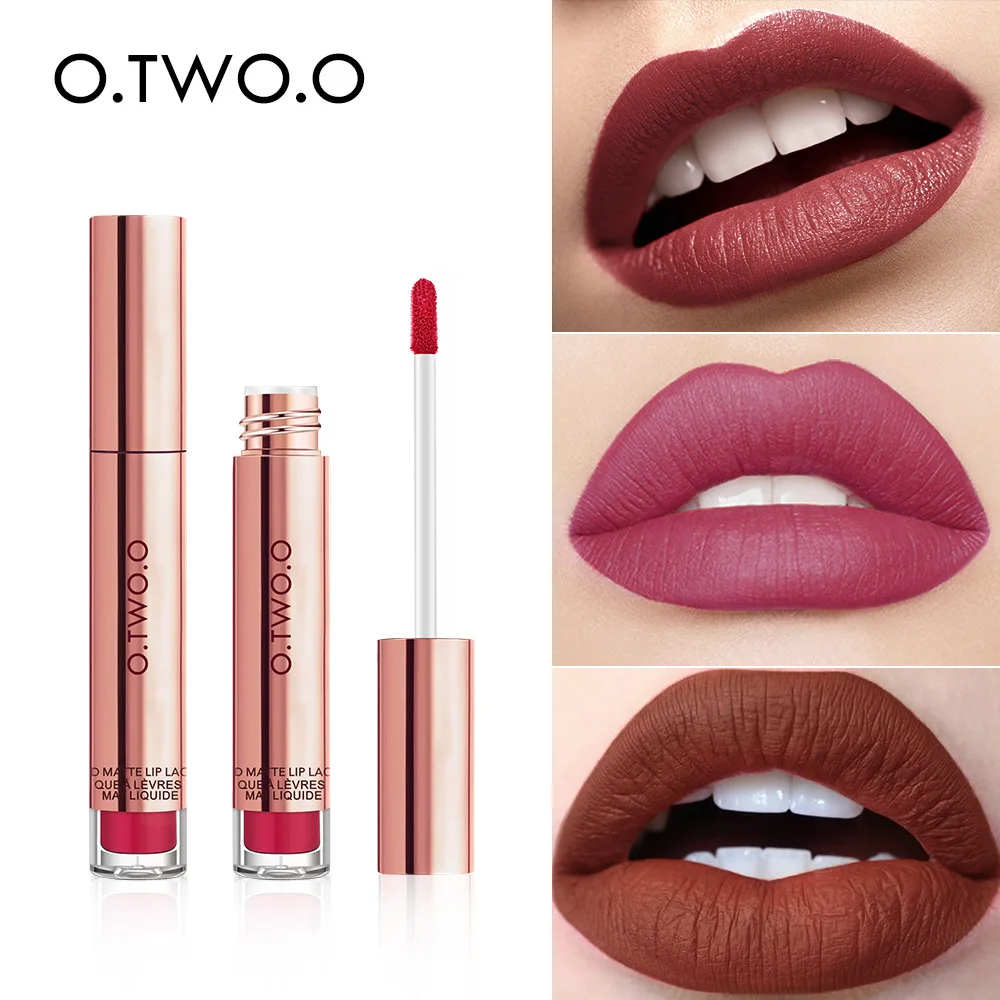 O.TWO.O Matte Lipstick Long Lasting Waterproof 24HRS Velvet Ink Lip Tint Non-stick Cup Lip Gloss Sexy Red Liquid Lipstick Makeup