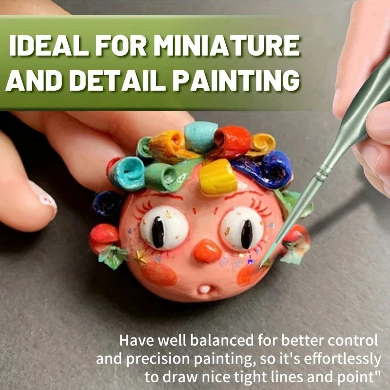 11pcs Miniature Paint Brushes with Triangular Handles: High-Quality - Acrylic, Watercolor, Crafts, Models