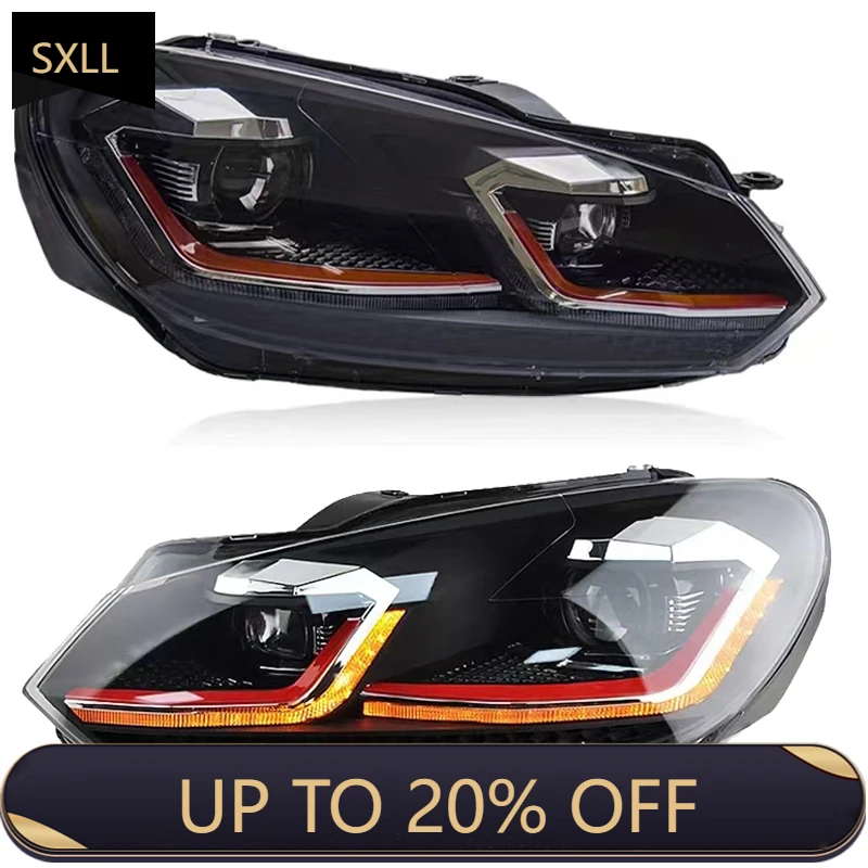 

SXLL for Light Emitting Diode Headlights 2009-2012mk6 Light Emitting Diode DRL Hid Headlights Angel Eye Double Xenon beam of lig
