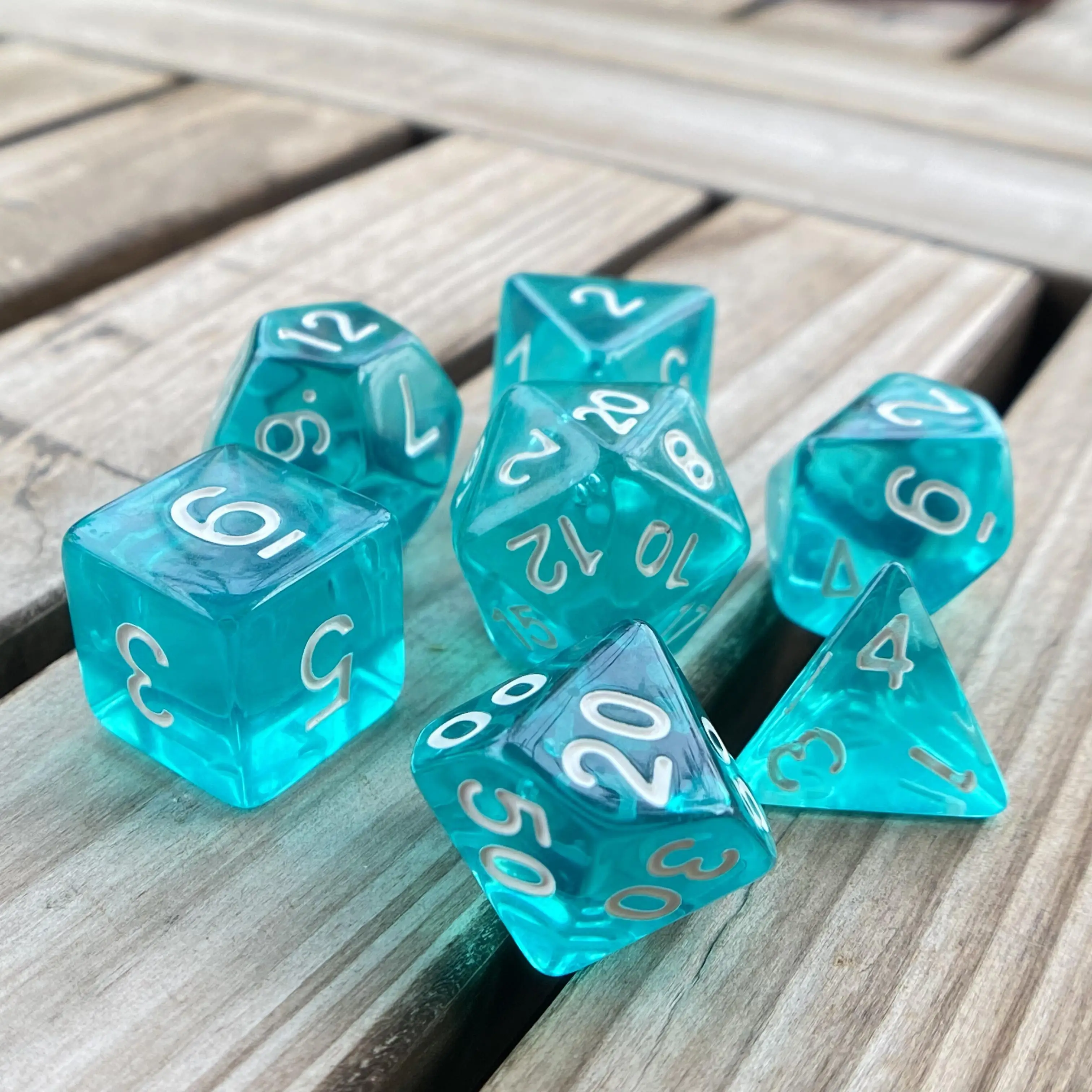 Acrylic TRPG Polyhedral Dice Transparent Colorful 7 Pcs Per Set For DND Or COC Game