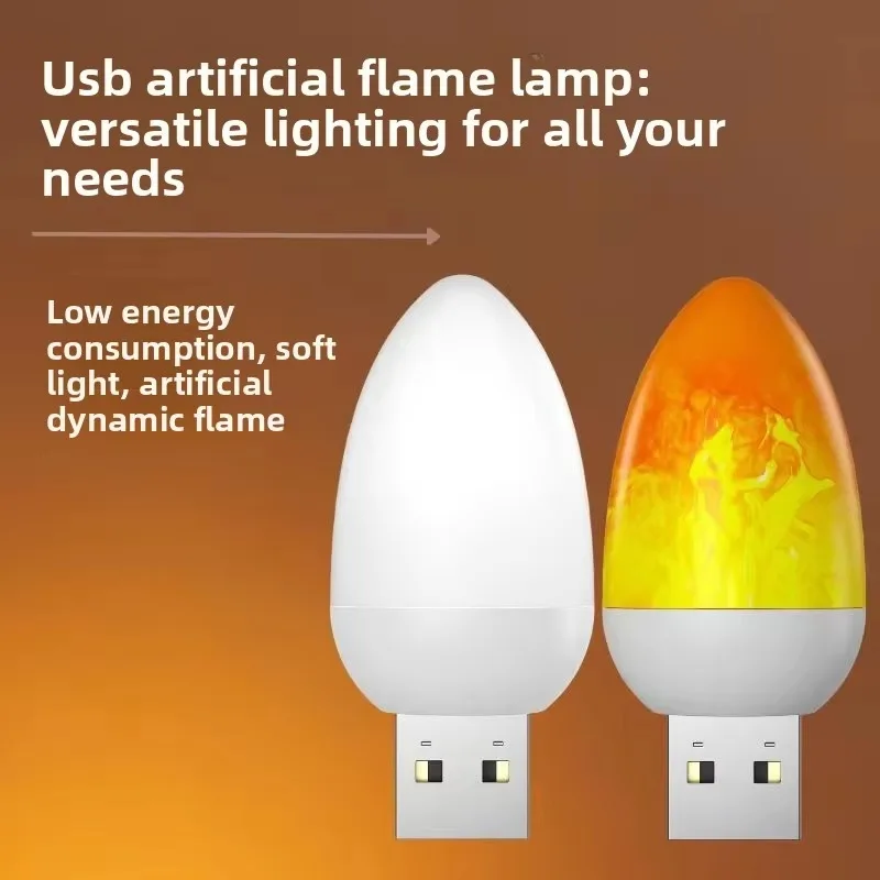 LED Atmosphere Portable Book Light Camping Lighting Bedroom Decoration for Dynamic Flame USB LED Flame Candle Light Flashing