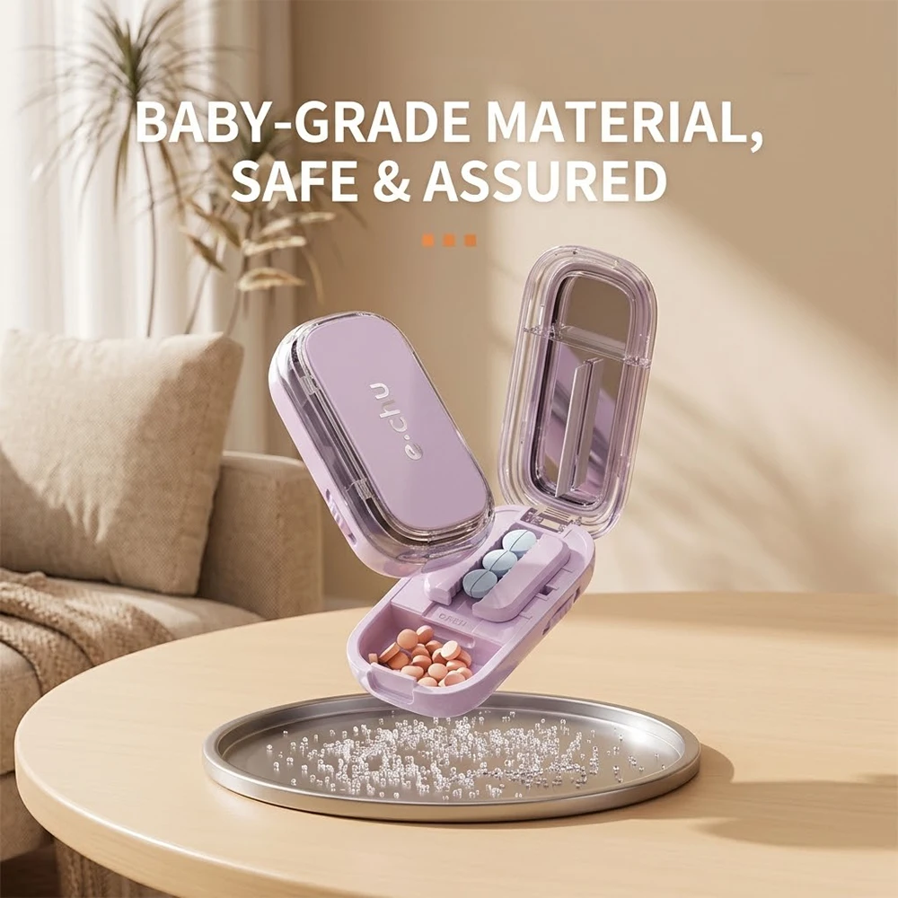 Pill Cutter & Storage Box Quartering 1/2/3/4 Splitter Function Lightweight Portable Convenient Stylish High-Durability ABS