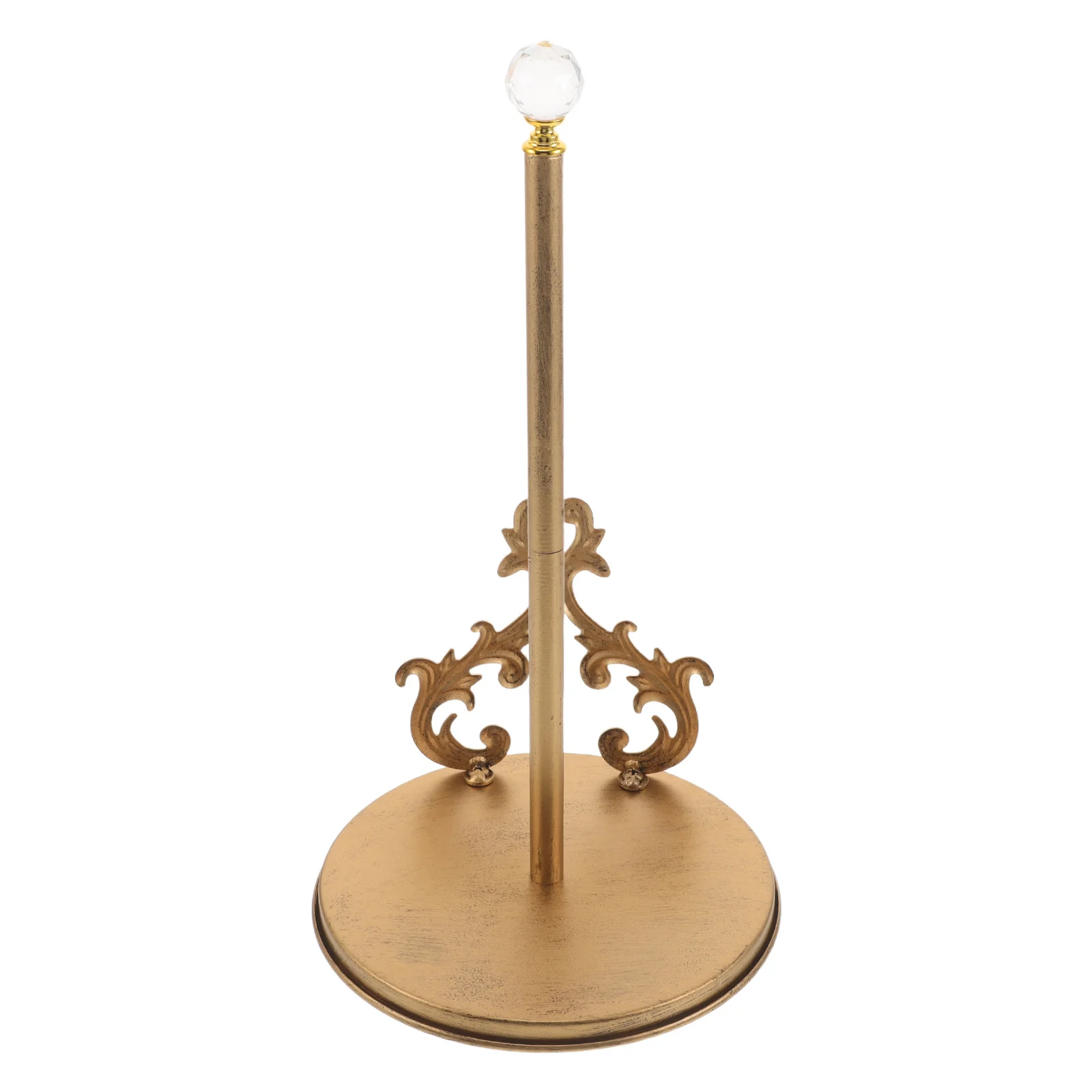 

1pcs Kitchen Paper Towel Holder Retro Wrought Iron Stand With Crystal Accent Weighted Base Freestanding Countertop Storage For