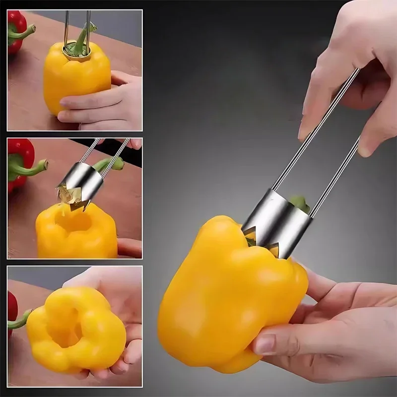 Estrattore di nocciole di frutta in acciaio inossidabile, mela, pera, campana, peperoni, strumento versatile estrattore di nucleo di verdure, gadget da cucina
