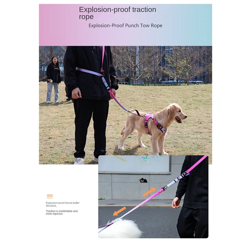Pet Dog Explosion-Proof Leash Pet Leash Waist Crossbody Free Hands Dog Leash-AT35