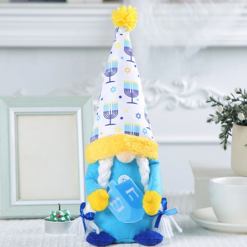 Hanukkah Gnomes Plush Chanukah Decorations Dwarf Figurine for Farmhouse Kitchen Tiered Tray Scandinavian Dropshipping