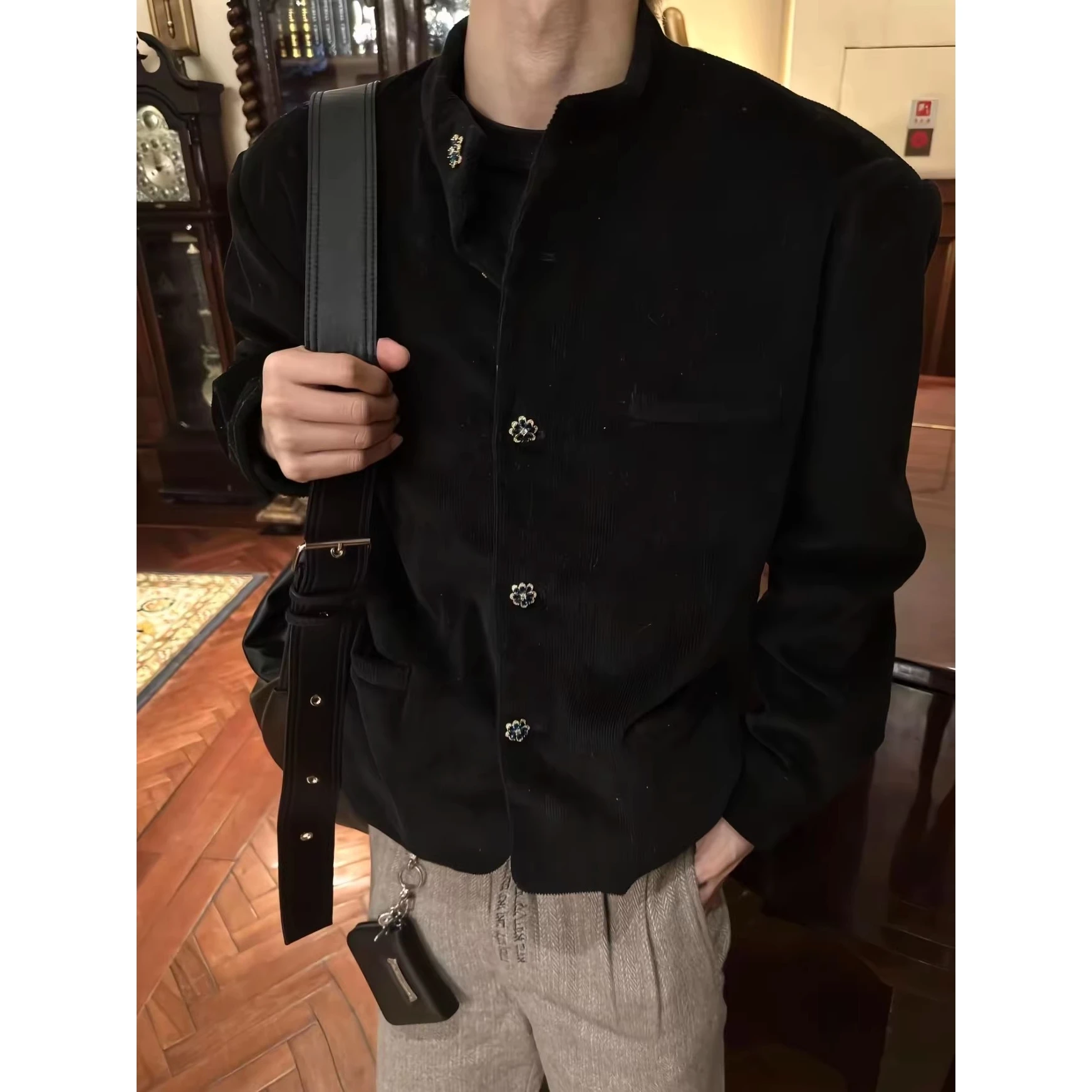 

Новая китайская вельветовая куртка Ele Bla с воротником-стойкой, молодежная модная верхняя одежда Zhongan из полиэстера, летняя теплая