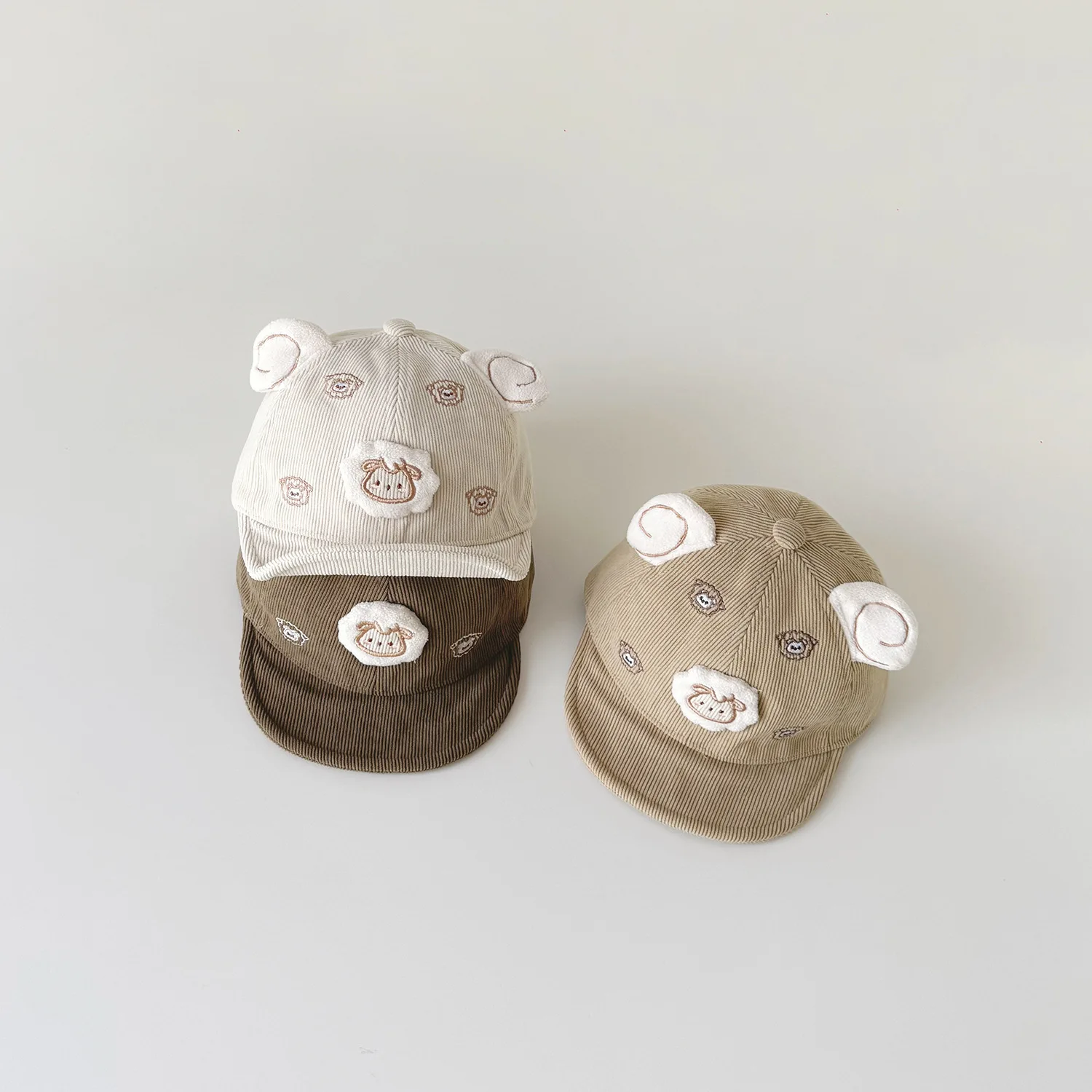 6M-4Y New Autumn Baby Baseball Cap Sheep Embroidery Cute Ear Cap for Toddler Boys Girls Casual Infant Hat