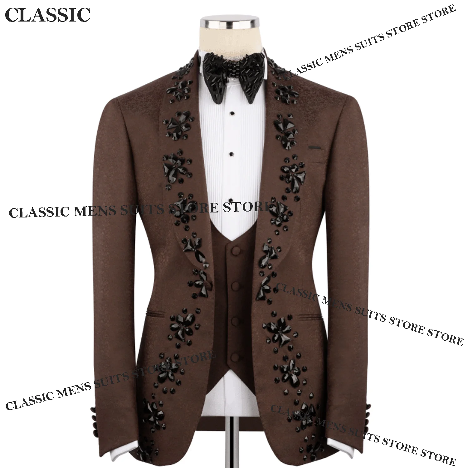 

Мужские костюмы с блестящими аппликациями и бисером, 3-х предметные комплекты, индивидуальный пошив, блейзер для выпускного, смокинг для жениха, приталенный крой, свадебные наряды.