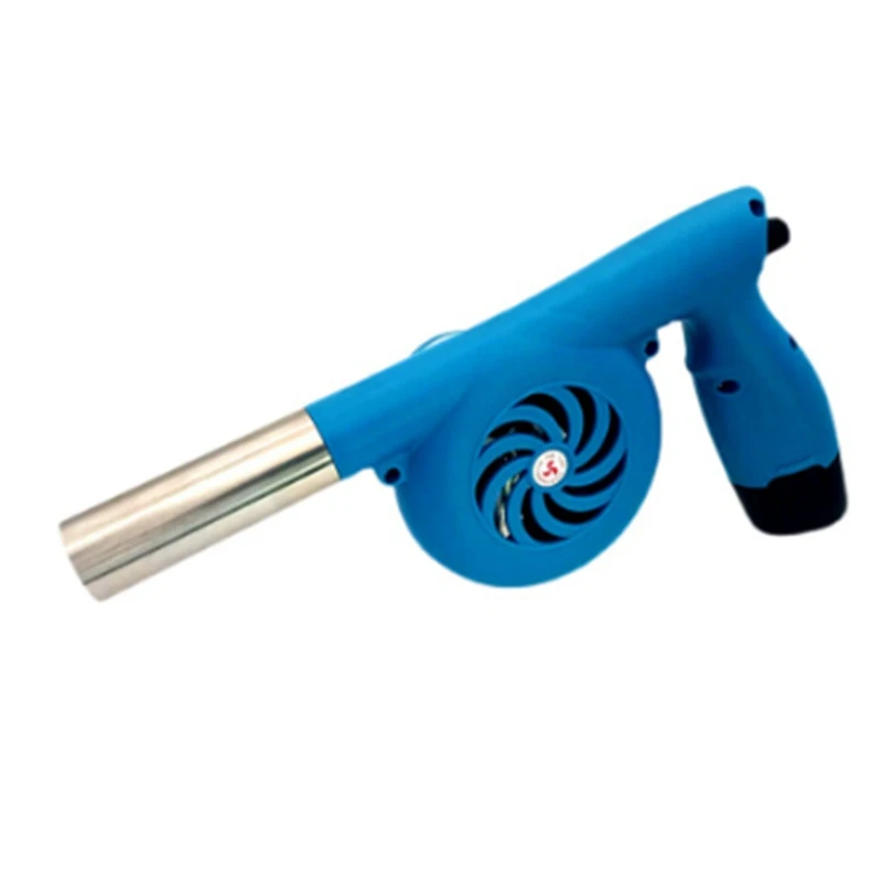 Portable BBQ Fan Grill Turbo Air Blower 5000R 5000MA Rechargeable For Fire Stove Blue US Plug Easy Install Easy To Use