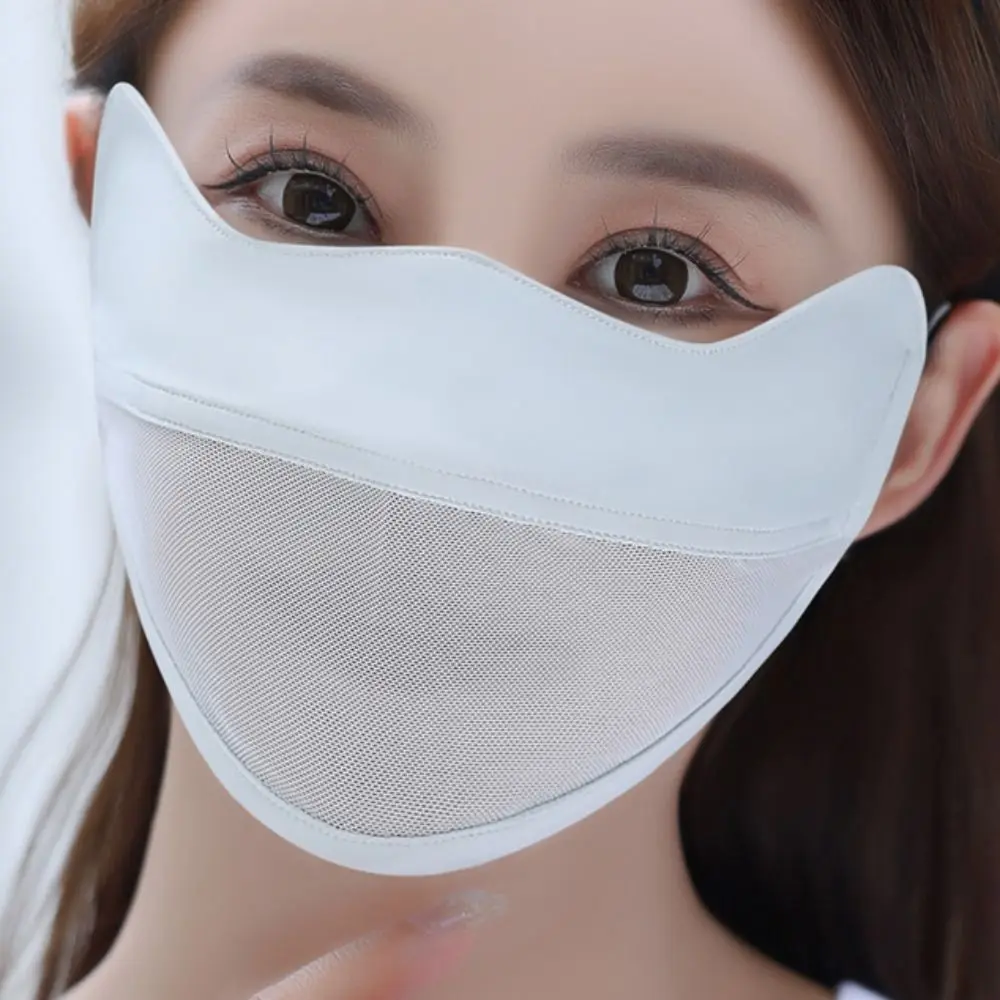 UV Protection Ice Silk Face Scarf Thin Face Scarves Solid Color Sunscreen Veil Mesh Face Mask Anti-uv Face Cover Riding