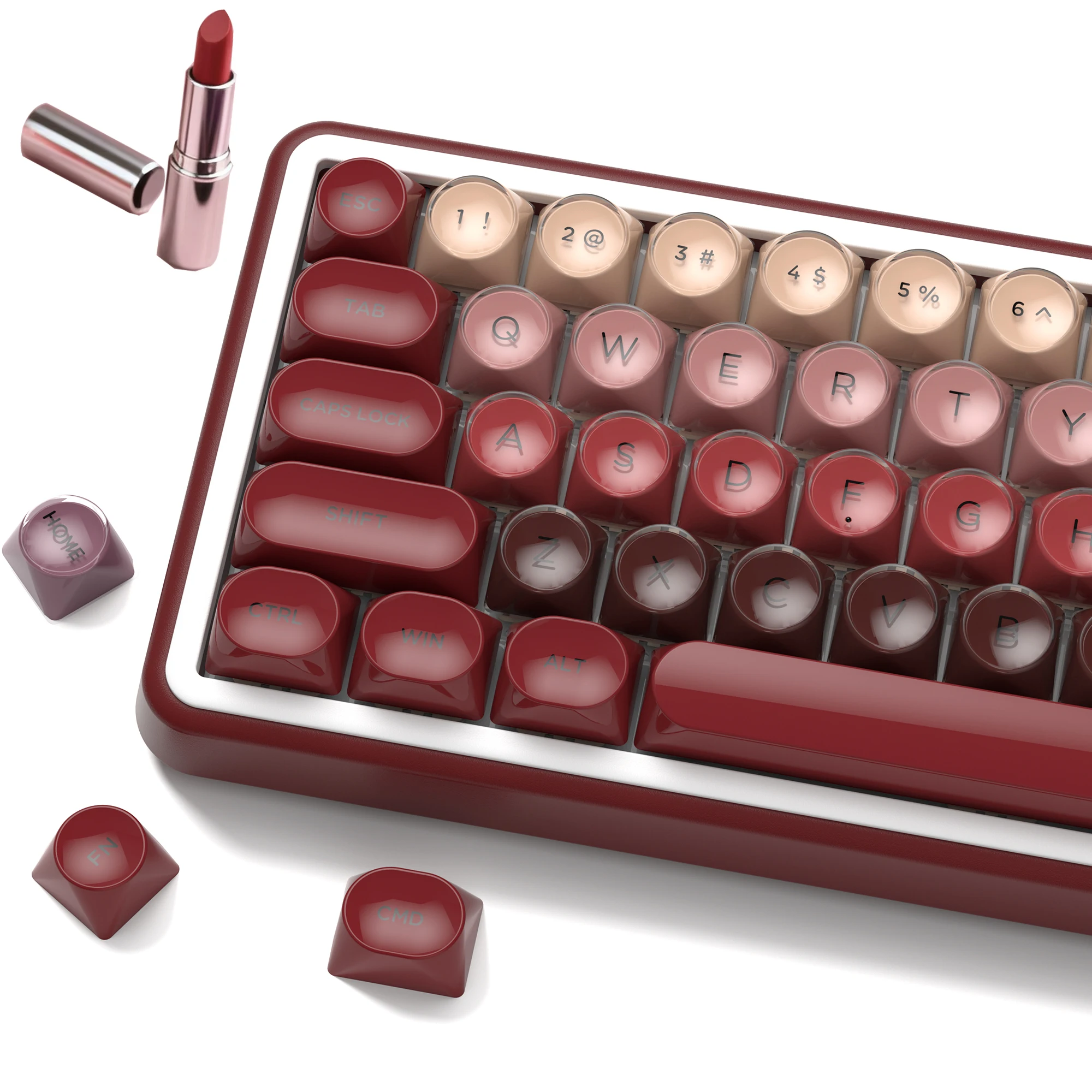 

128 Keys Red Lipstick Keycap HOA Profile PBT Double Shot Keycap For Mx Switch Mechanical Keyboard ISO Enter Key Caps