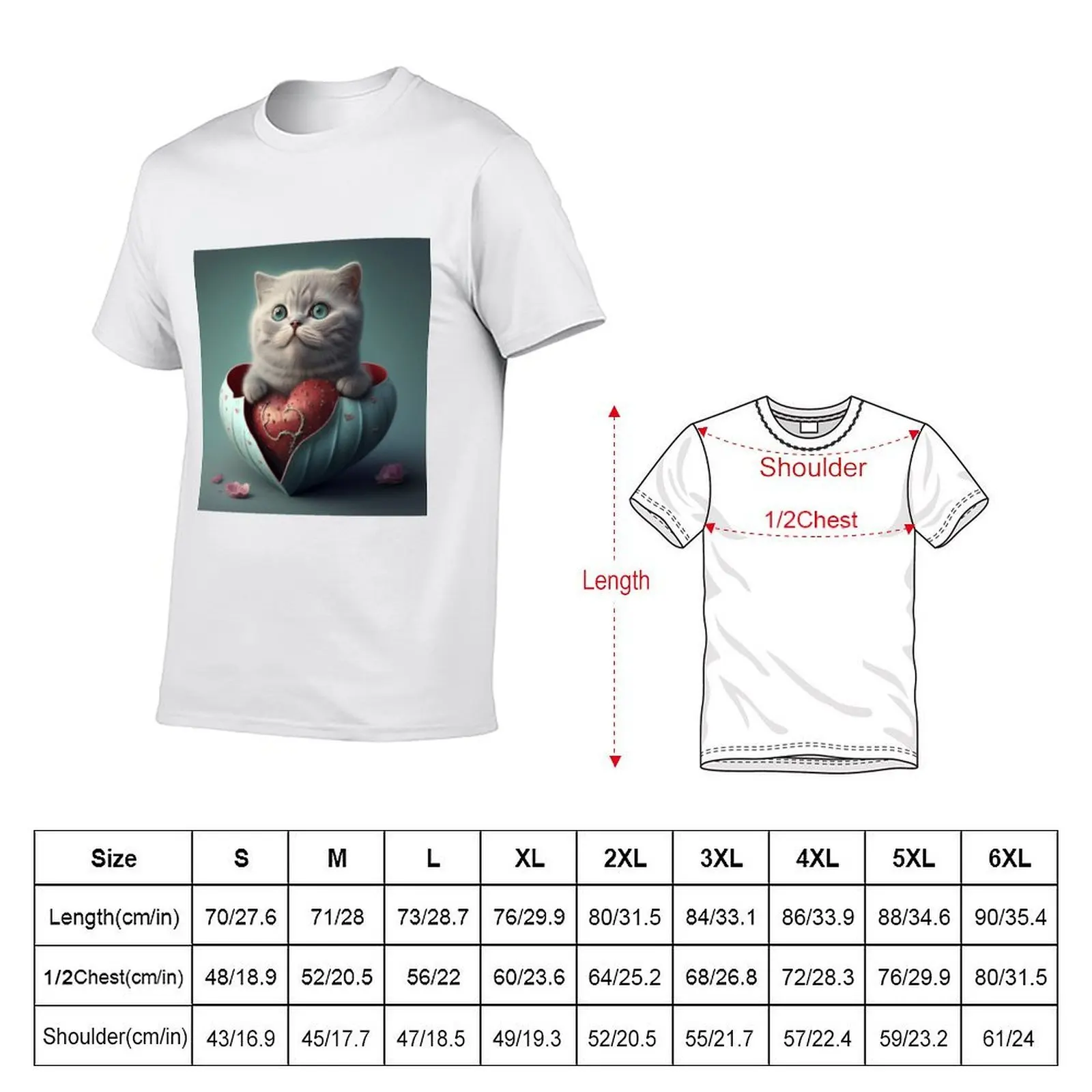Heartwarming Valentine's Cat T-Shirt cotton t shirts man 100% cotton t shirt pack g man t shirts for men T-shirt