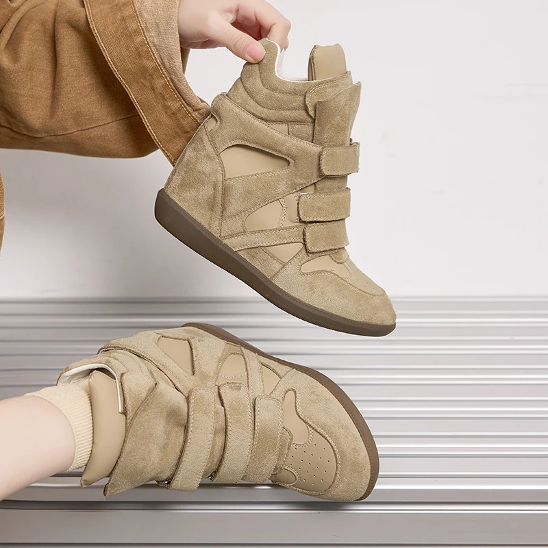 

AIYUQI Women’s Ankle Boots 2026 New Genuine Leather 8CM Hidden Heel Women’s Platform Casual Sneakers Women