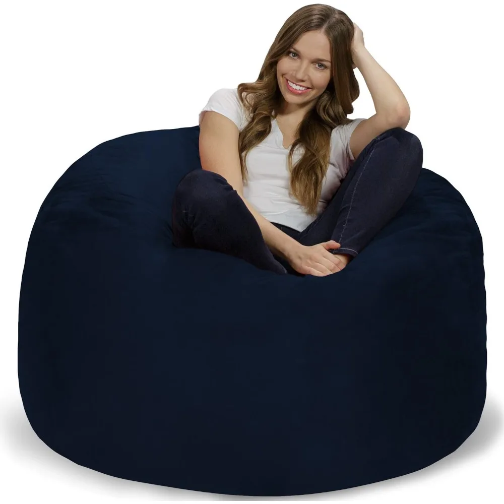 

Bean Bag Chair: Giant 4' Memory Foam Furniture Bean Bag - Big Sofa with Soft Micro Fiber Cover - Navy