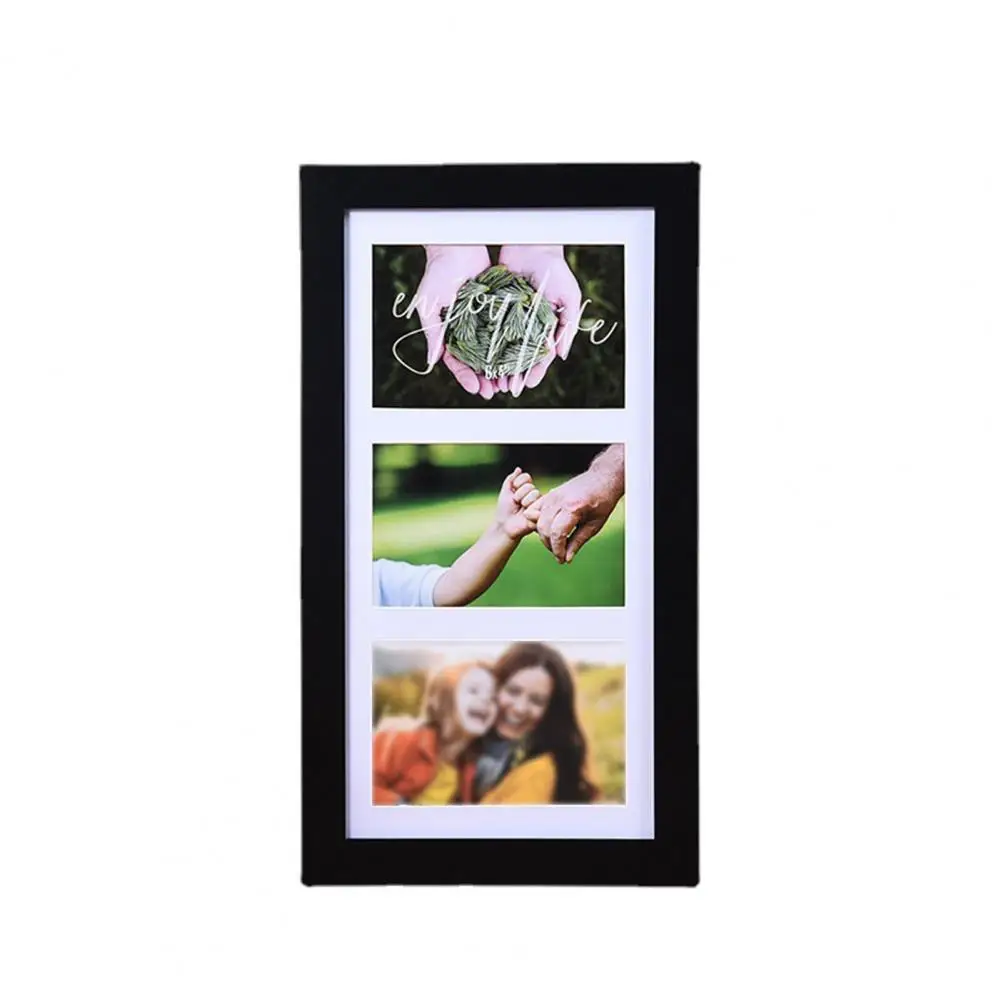 Plexiglass Picture Frame Rustic Wooden Photo Frame with 3 Openings for Home Office Decor Wall Mount or Desktop Display