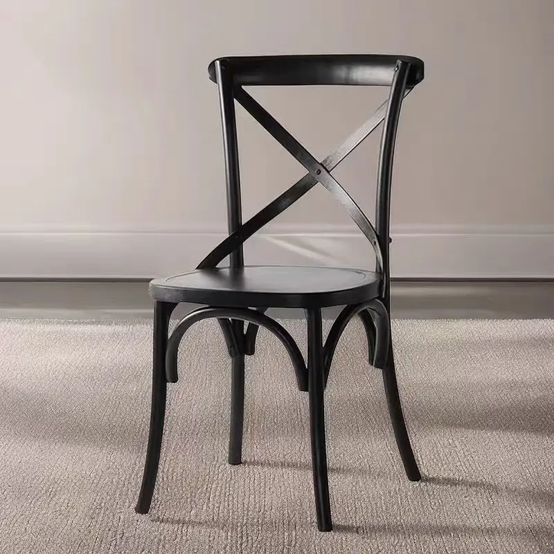 Retro coffee shop dining chair, commercial solid wood back chair