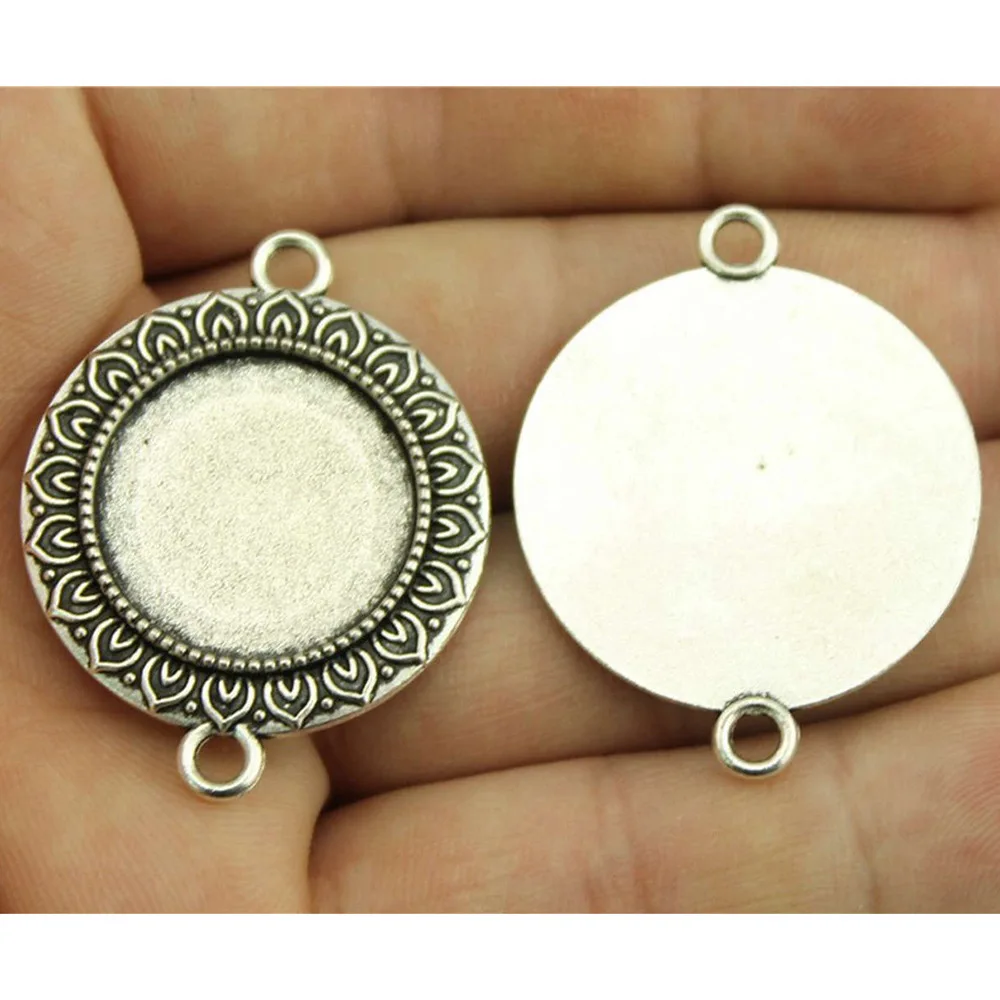 أجزاء الملحقات تناسب جولة 20 مم الزجاج كابوشون قاعدة إعداد صينية الحافة Antiqeu البرونزية مجوهرات باردة