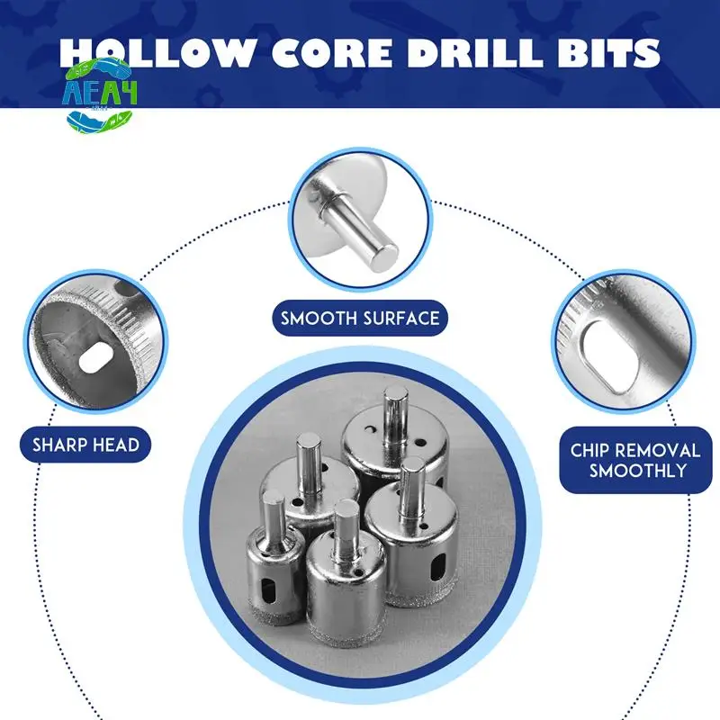 

AEA4-5Pcs Diamond Tile Hole Saw Drill Bit Bits Set Glass Marble Granite Slate Cutting