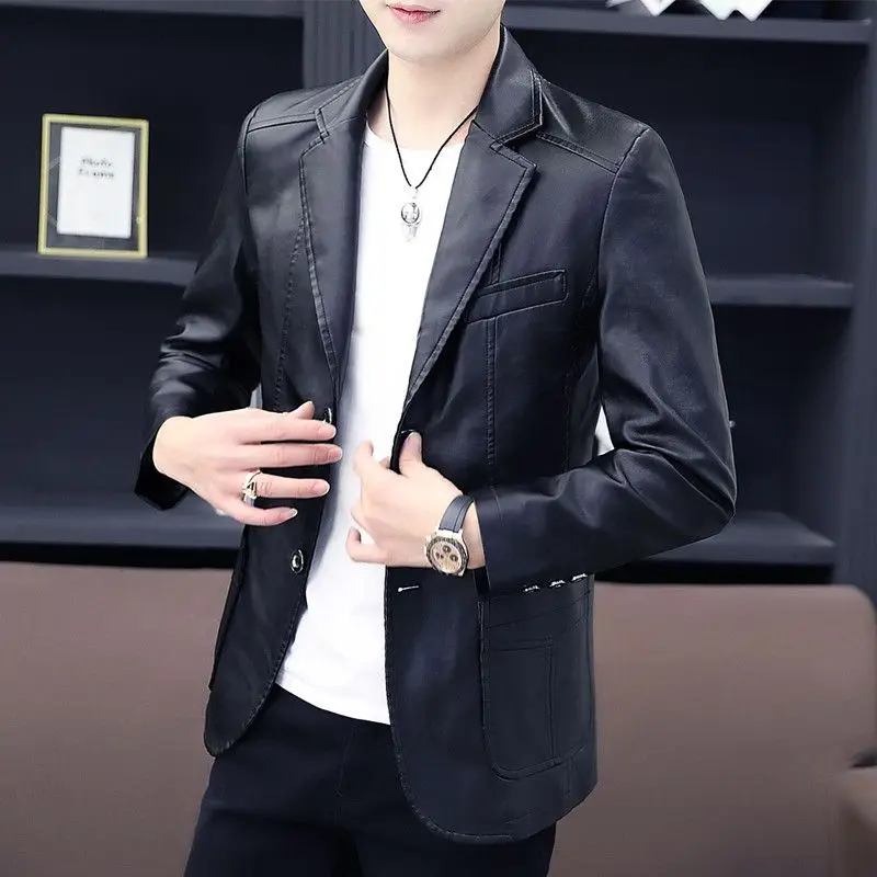 Male Blazer Slim Fit Thin Business Men\'s Suit Jackets Dress Leather Fashionable New in Coat Fashion 2024 Clothing High Quality