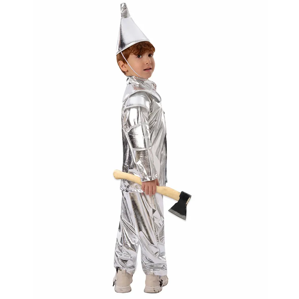 Umorden 2024 Nieuwe Zilveren Tin Man Kostuum voor Kinderen Kinderen Jongens Meisjes 3 stks/set Met Hart 3-10Y Halloween Purim Party Fancy Dress