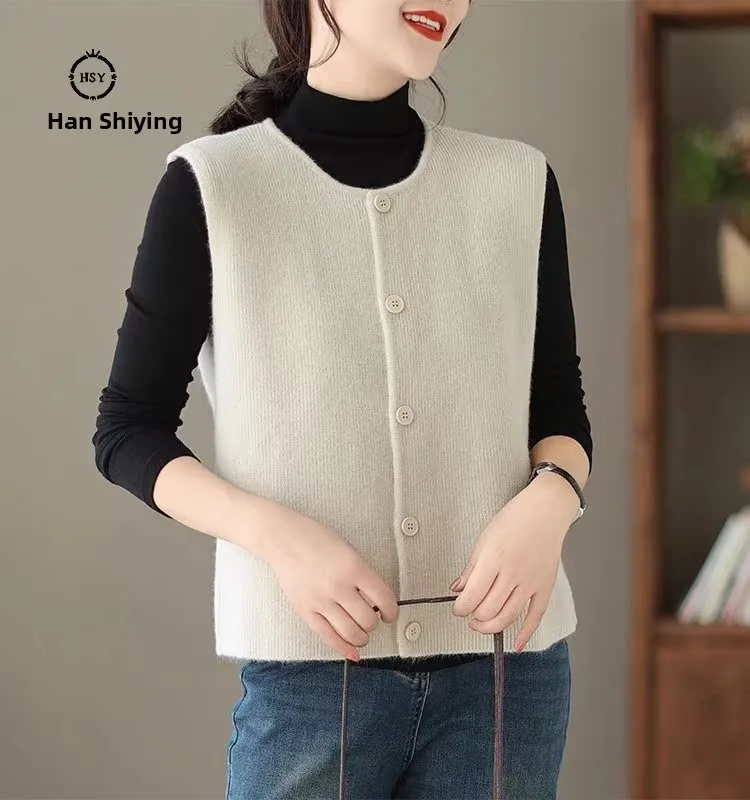 

Ele Knitted Svel round Ne Sweater Vest Women's Faion Spring New Sle Layering Casual Open Cardigan Coat