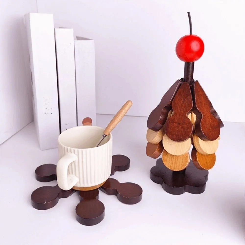 

Multi-functional Christmas Tree Coasters Anti Scald Heat Resistant Heat Resistant Coasters Foldable Non-slip Foldable Coasters