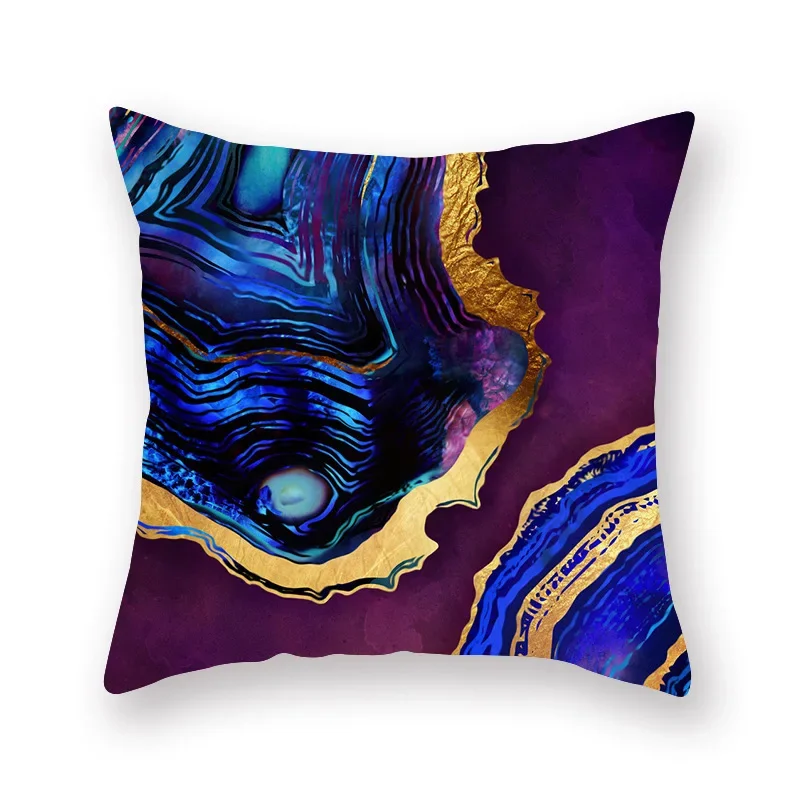 45x45cm Hand Painted Scenic Cushion Cover Sunrise And Moon Mountains Modern Art Pillows Case  Home Sofa Decorative Living Room