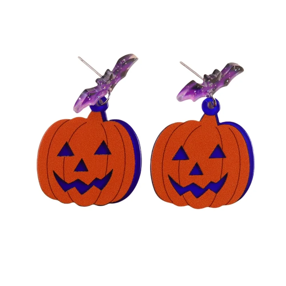 

Creative Bat Halloween Earrings Heart Acrylic Cute Ghost Ear Studs Colorful Spider Pumpkin Dangle Earrings Unisex