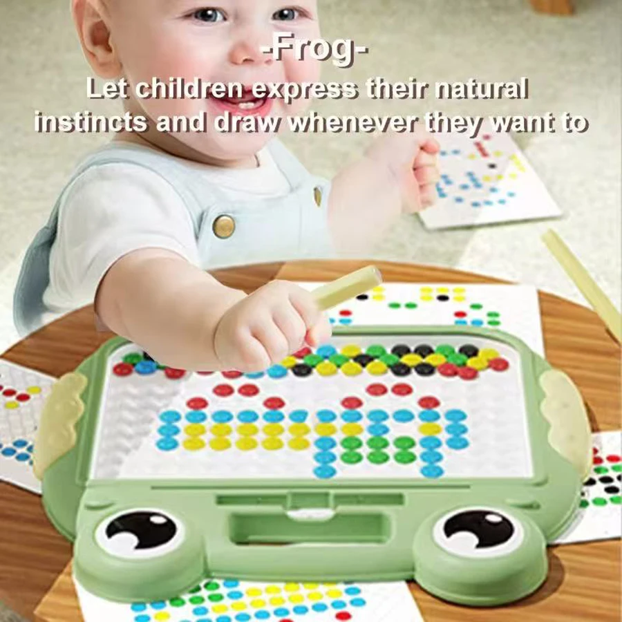 1 szt. - Tablica do rysowania dla maluchów z magnesami, koralikami i pisakiem, urocza tablica do rysowania z żabkami, duża tablica do bazgrołów, zabawka edukacyjna, prezent