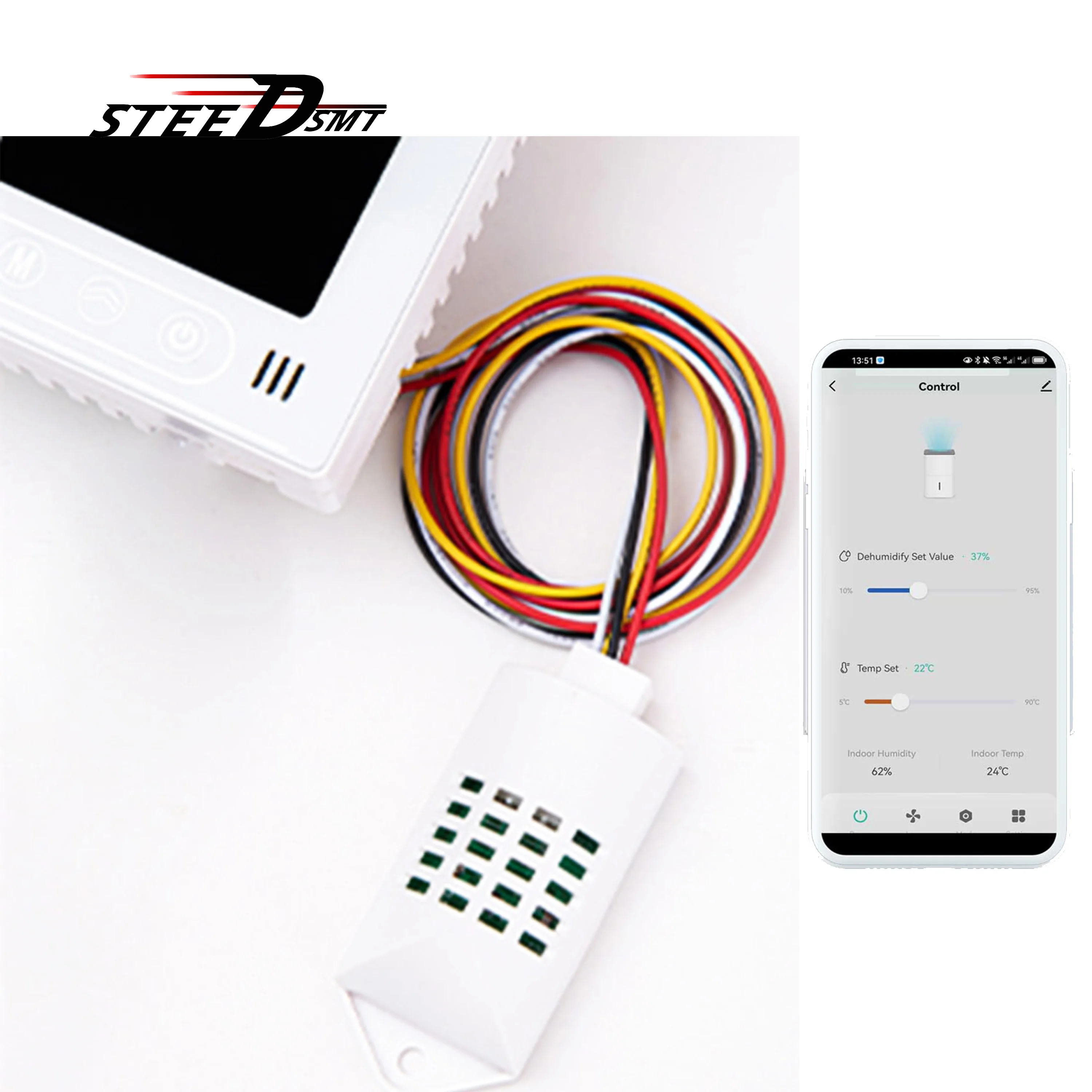 Controlador de temperatura y humedad WIFI MODBUS 2 en 1 para conmutación automática de humidificación/deshumidificación, relé de calefacción/refrigeración