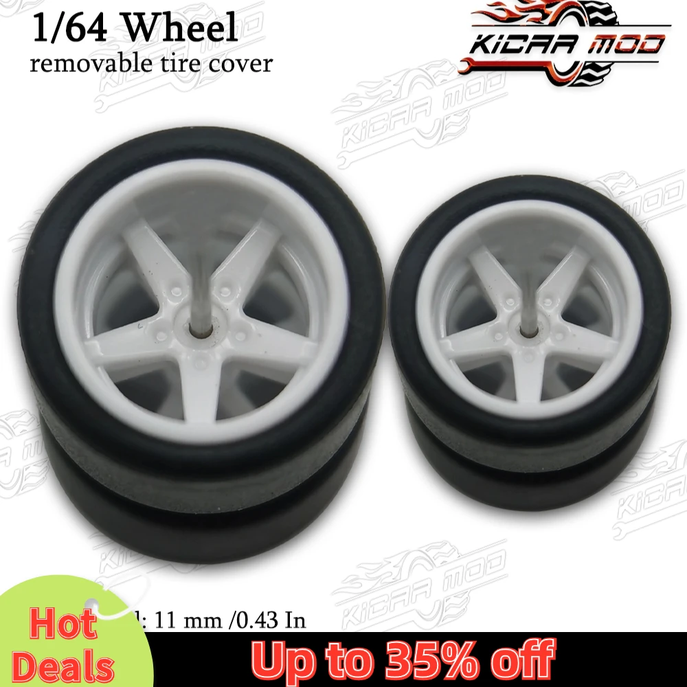 1/64 RLC Premium Wheels with Slick Tires for Hot Wheels RLC Muscle Car Advan GT Model Car Refitting Parts D:11mm+13mm (1 Set)