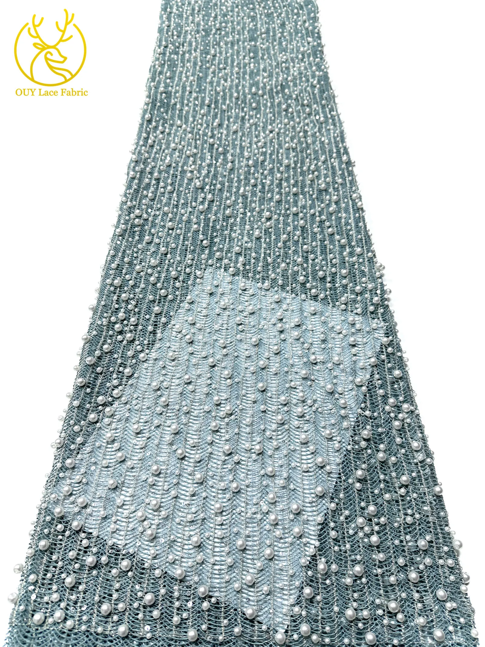 Neues Design Afrikanischer Großer Perlen-Spitzenstoff 2026 Nigerianischer Perlen-Pailletten-Spitzenstoff für Abendkleider Nähen 5 Yards – Detail 29