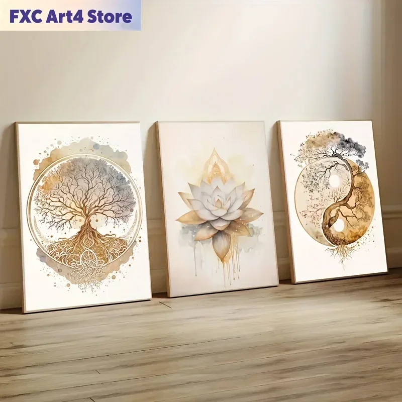 FramelessModern Tree of Life Framed Oil Painting Wall Art for Living Room Bedroom Home Decor Abstract Print