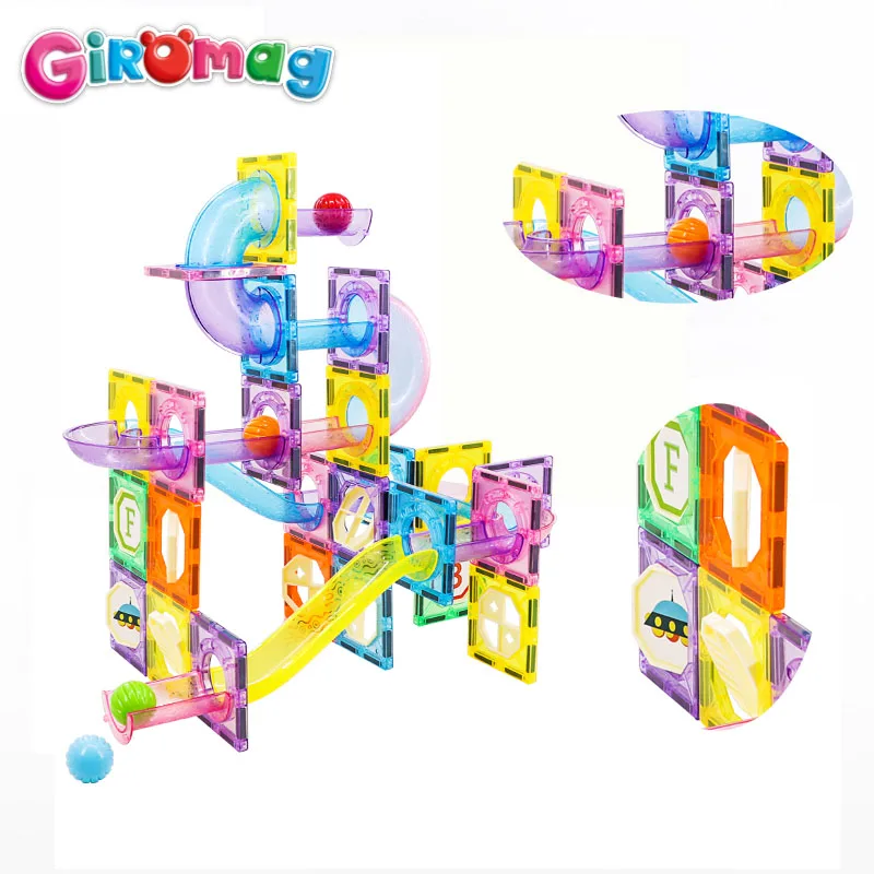 مجموعة بناء البلاط والأنابيب المغناطيسية المكونة من 110 قطعة من GIROMAG - ألعاب البناء التعليمية الجذعية للأطفال الأولاد والبنات من سن 3 إلى 12 عامًا