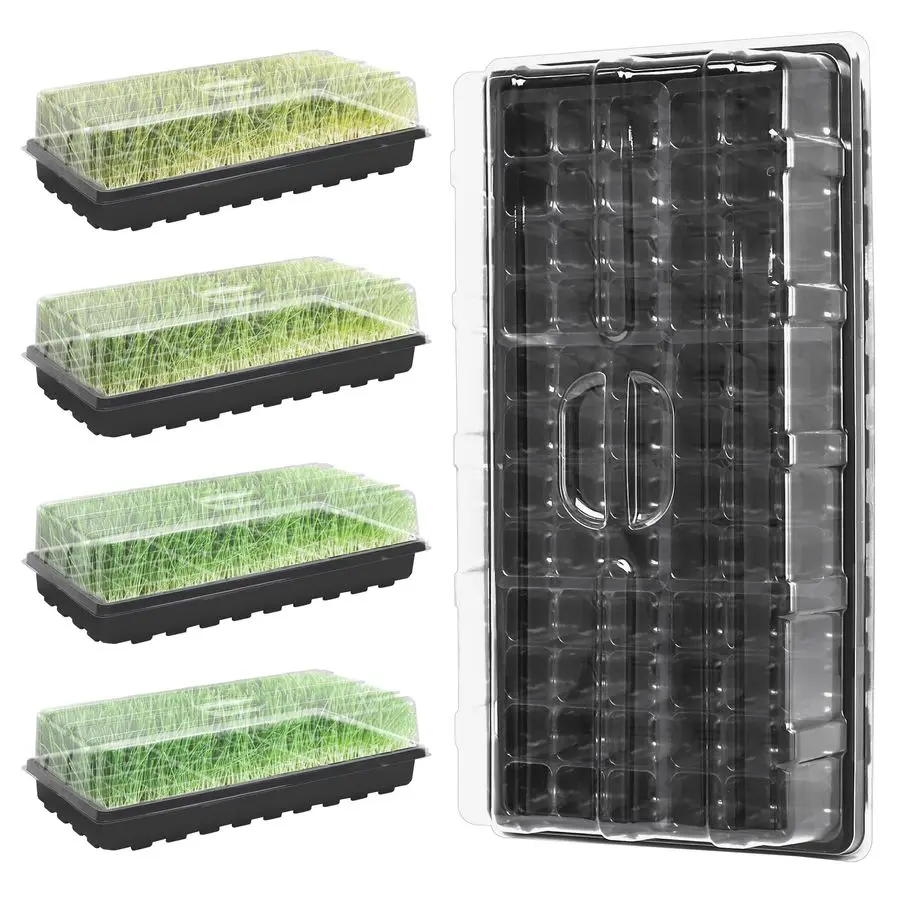 

5 Pack 1020 Seed Starter Trays with 3.6 Humidity Dome Plant Growing Tray Germination Seed Starting kit, Mini Greenhouse with Han