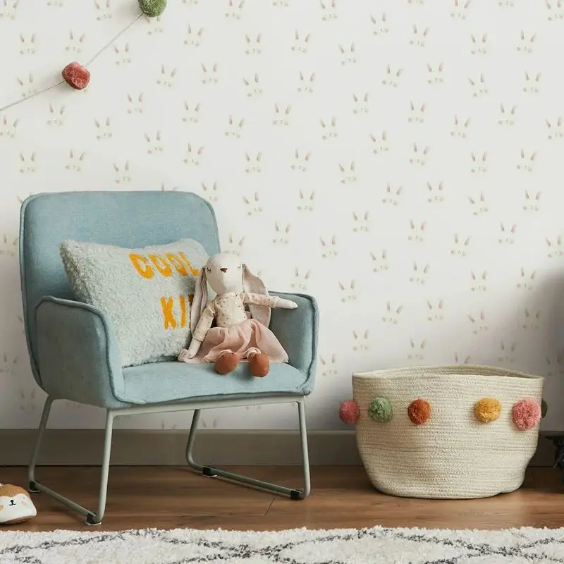 Cute Rabbits Wall Adhesive Wall Paper,Rooms Wall Stickers With Celestial Motifs In  White Back,Peel And Stick Wall Paper,50*300