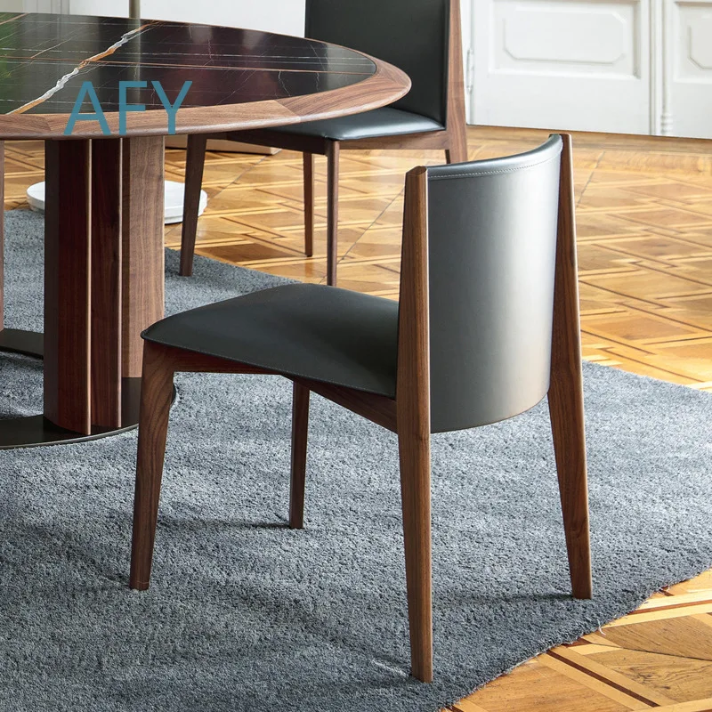 Dining Chair for Nordic Style Ash Wood Home Restaurant Hotel Design Armchair Italian Solid Wood Saddle Leather