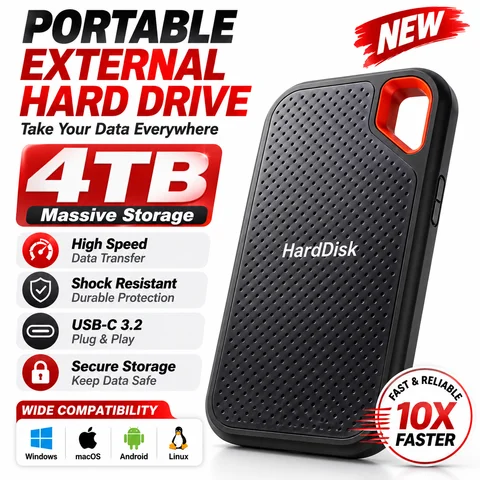 4TB Portable SSD External Solid State Drive 1TB 2TB 8TB 16TB USB-C Fast Storage Device for Laptop Mac PC Phone Backup Data