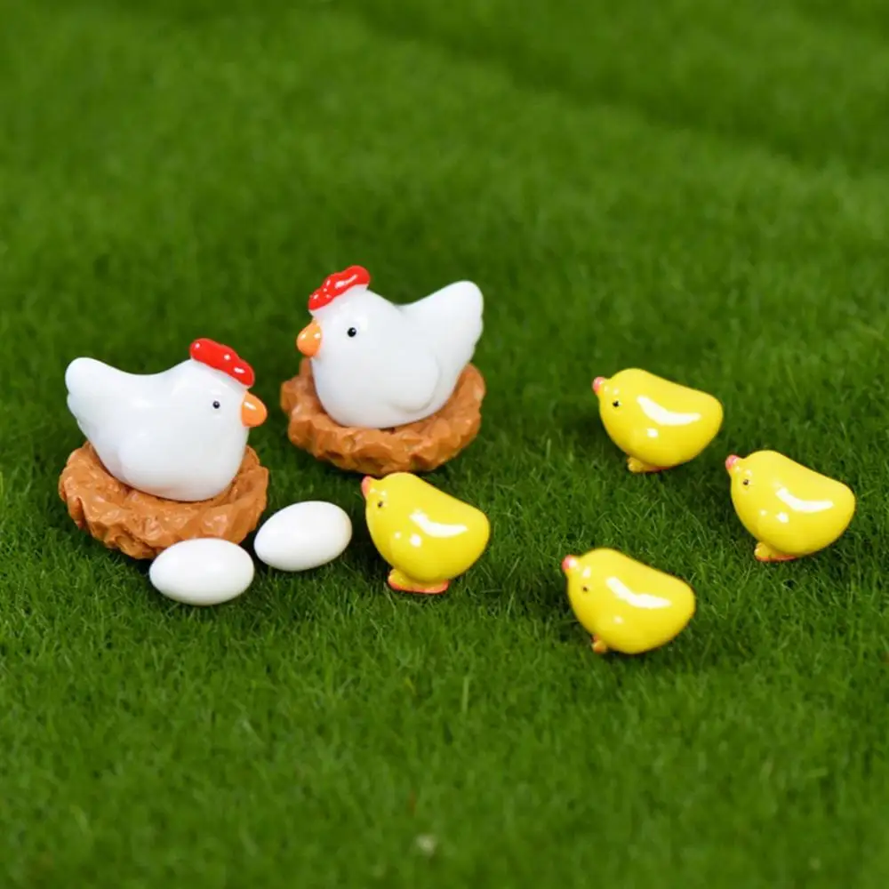 Precioso jardín de hadas, Micro paisaje, resina, pequeño huevo de gallina, Henroost, adorno, estatuilla, decoración en miniatura