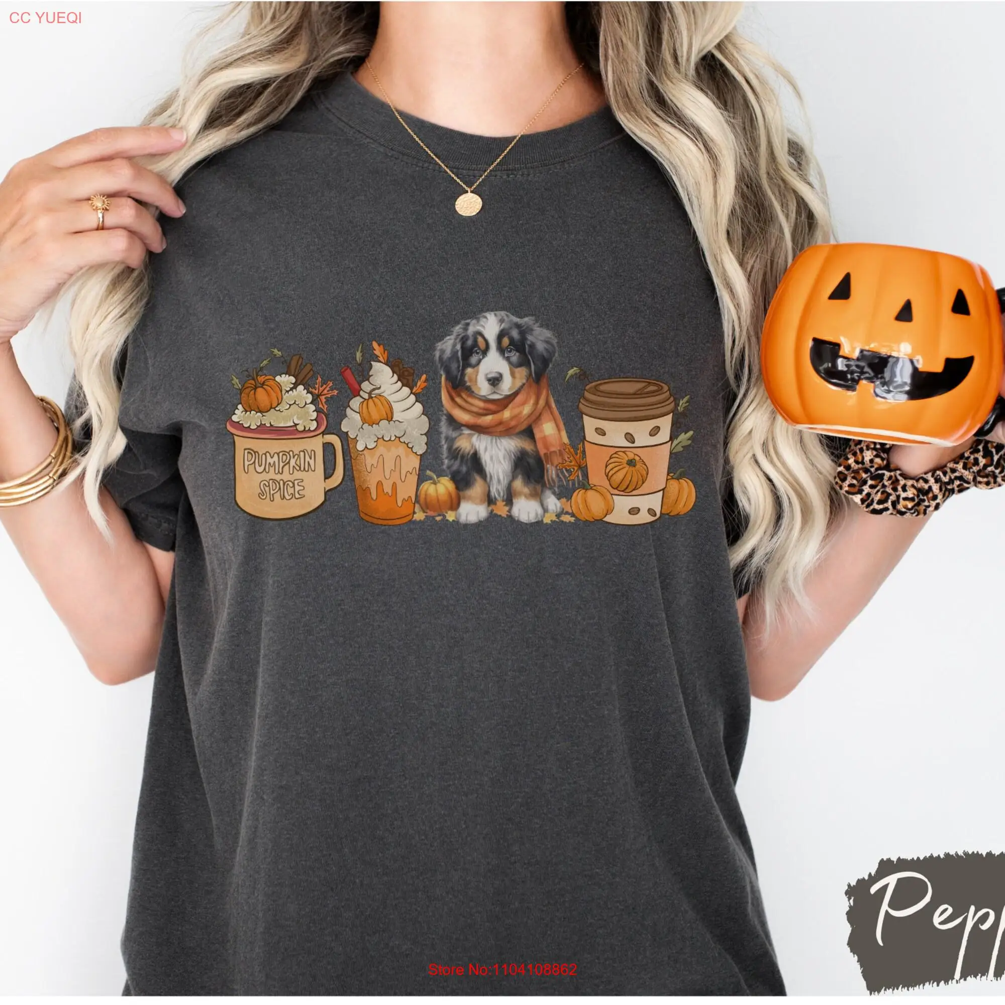 Bernese Mountain dog Fall shirt Pumpkin Patch Berner coffee mtn long or short sleeves