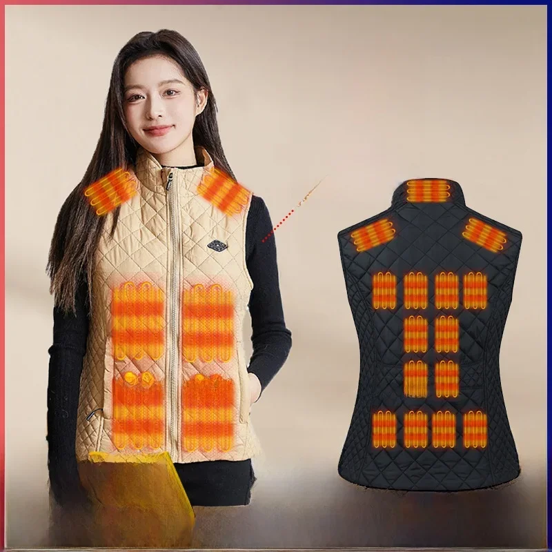 

New Ladies Smart Heating Slim Vest Four Control Three Temperature Control Options Dual Color Available Elegant Style Polyester
