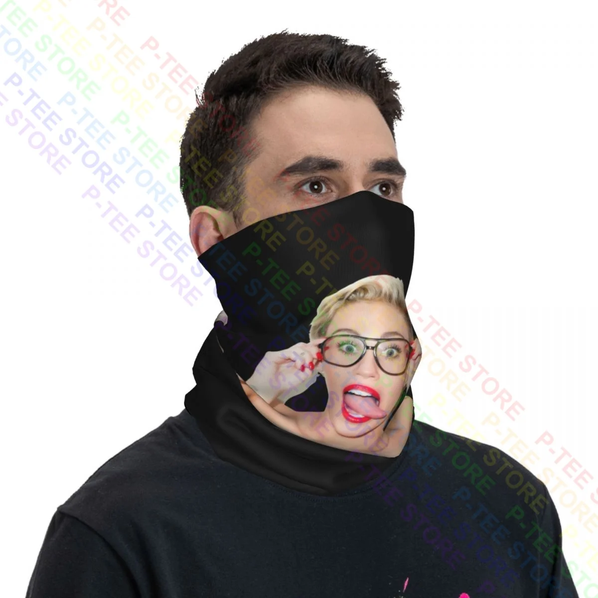 Miley Cyrus Tongue Out Bella Hannah Montana Neck Gaiter Bandana Scarf Face Mask Ski Running Outdoor Sports