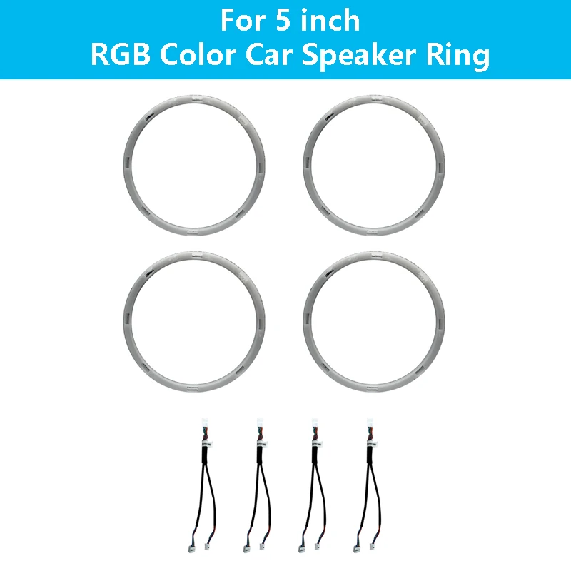 5'' 4 PCS Universal Car Speaker Rings Controled by RGB Atmosphere Lamp for Ubwoofer Auto Audio Music Full Range Frequency Stereo