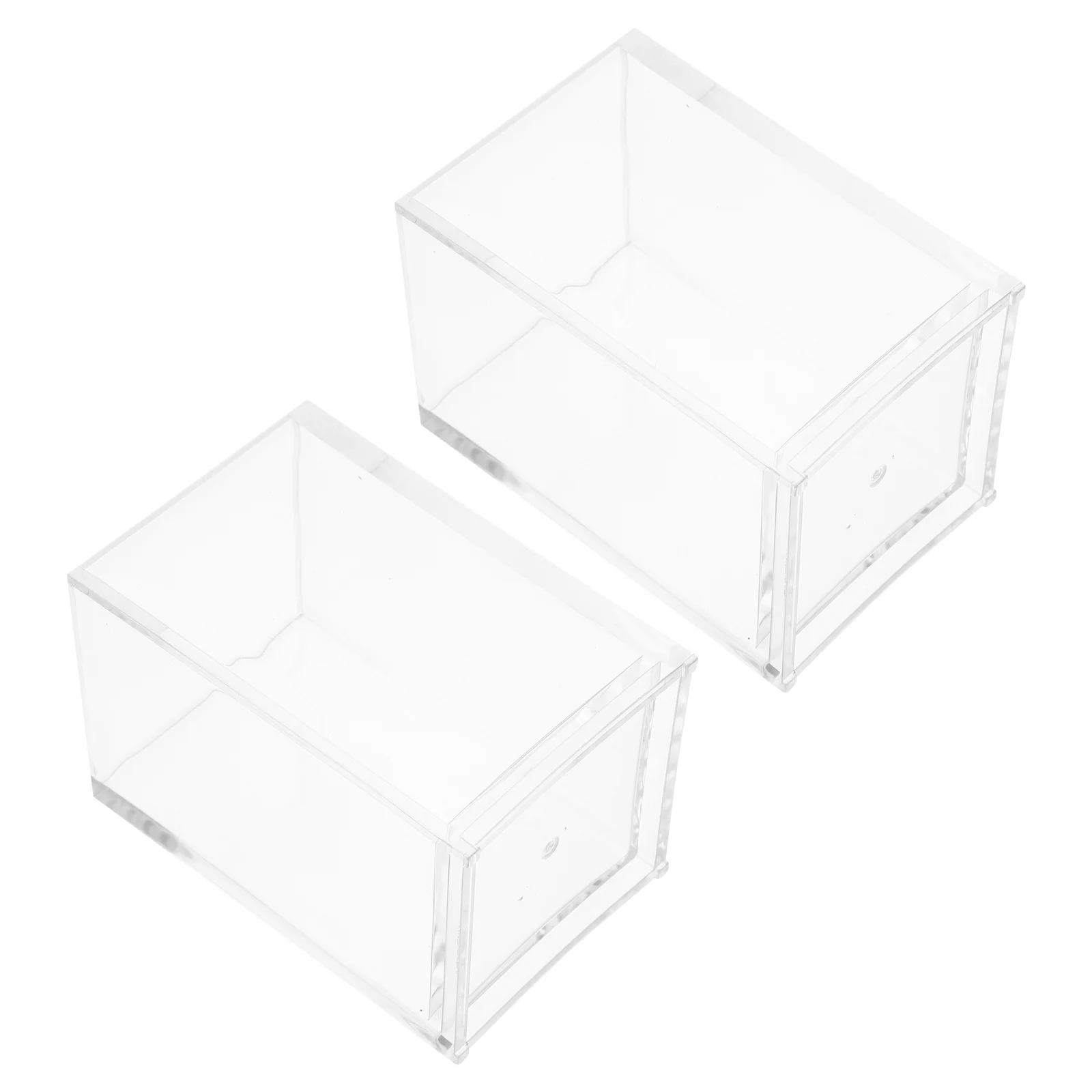 2 Pcs Acrylic Pen Holder Storage Pot Makeup Tools Container Brush Desktop Bucket Small Vase Decor