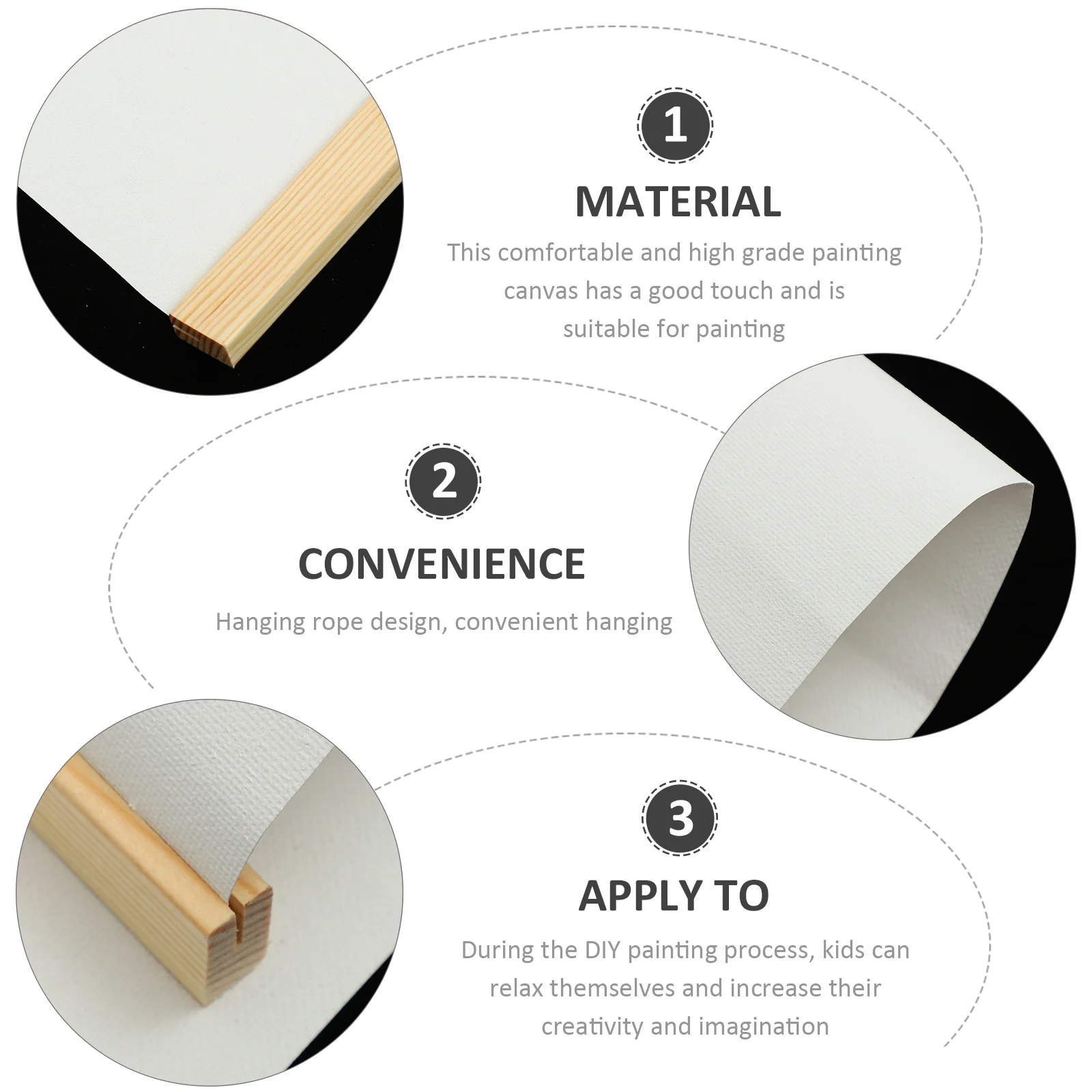 3pcs Blank Canvas For Oil Painting Diy Art Supplies High Grade Painting Cloth Home Office Gallery Wall Art