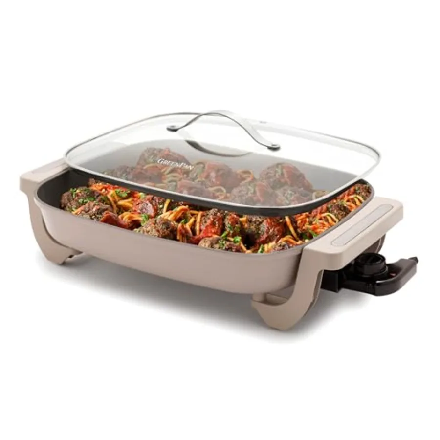 

Advanced 12" X 15" Electric Skillet with Lid 7QT Capacity for Family Meals Healthy Ceramic Nonstick PFAS-Free Coating Fry Sauté
