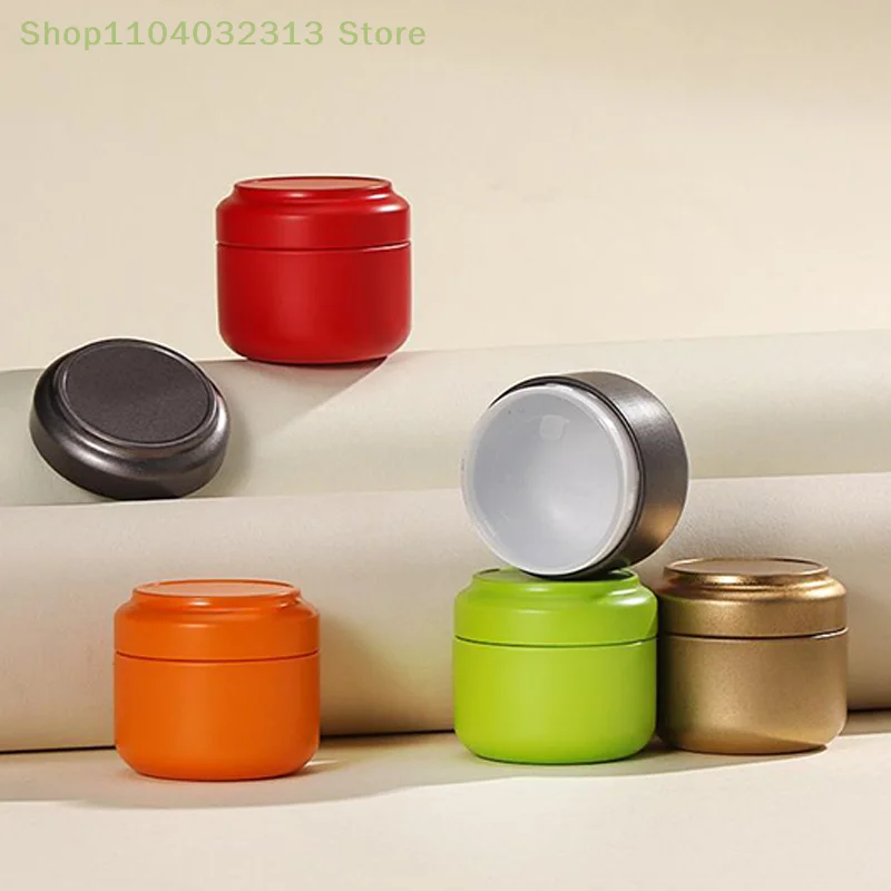 1Portable Small Tinplate Tea Storage Can Gift Multipurpose Solid Color Mini Tin Box With Airtight Lid Tea Sealed Jar Packing Box