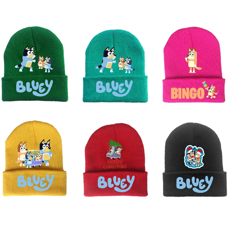 

Blueyes Knitted Cap Headgear Game Figure Winter Woolen Hat Cartoon Skullies Beanies Boys Girls Bonnet Birthday Christmas Gifts