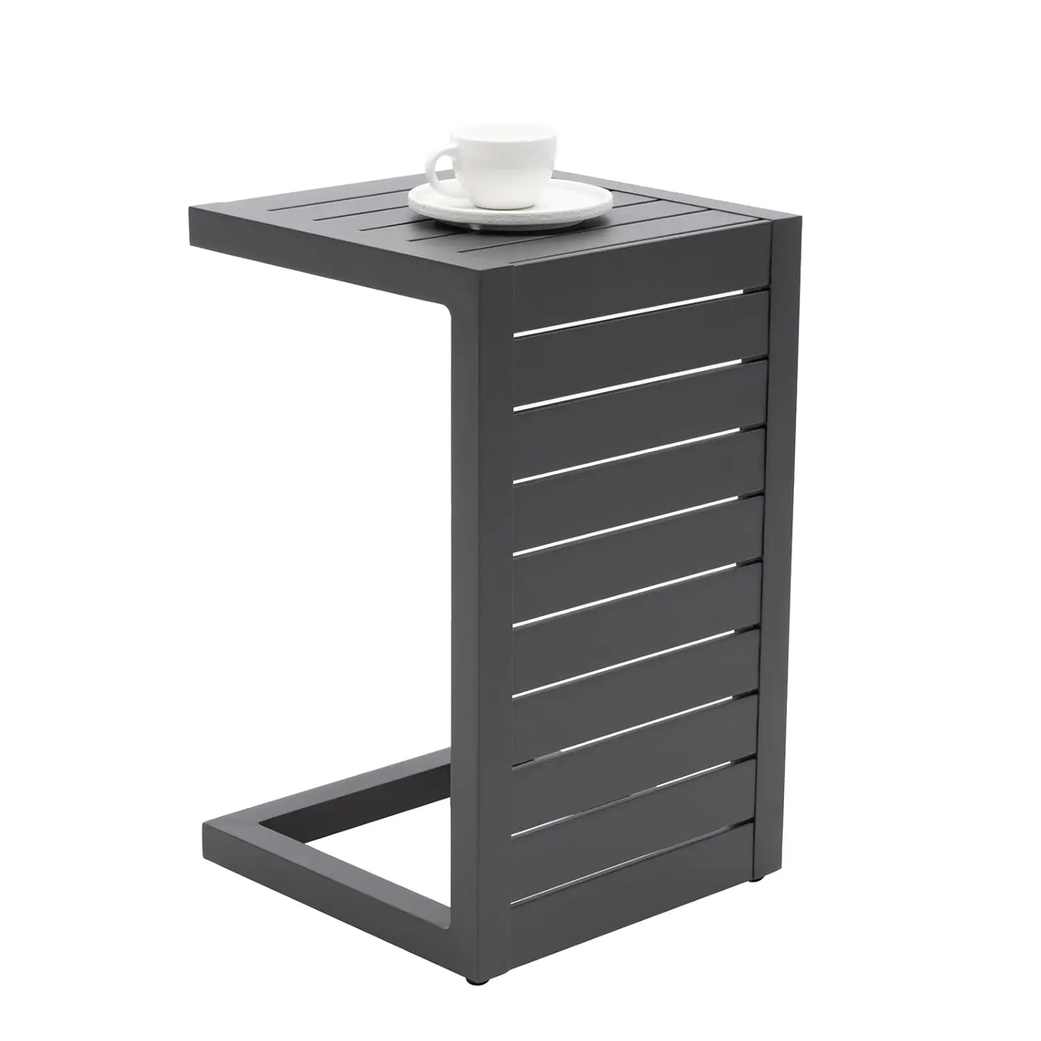 Grey Weather Resistant C Shape Aluminum Outdoor End   Compatible with Patio Sofa Set for Backyard Porch  ized